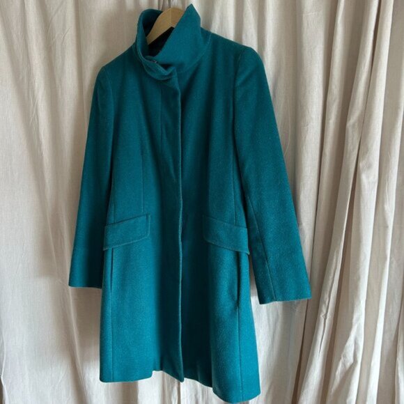 Weekend Maxmara Turquoise Wool Pea Coat 4 - Picture 2 of 9